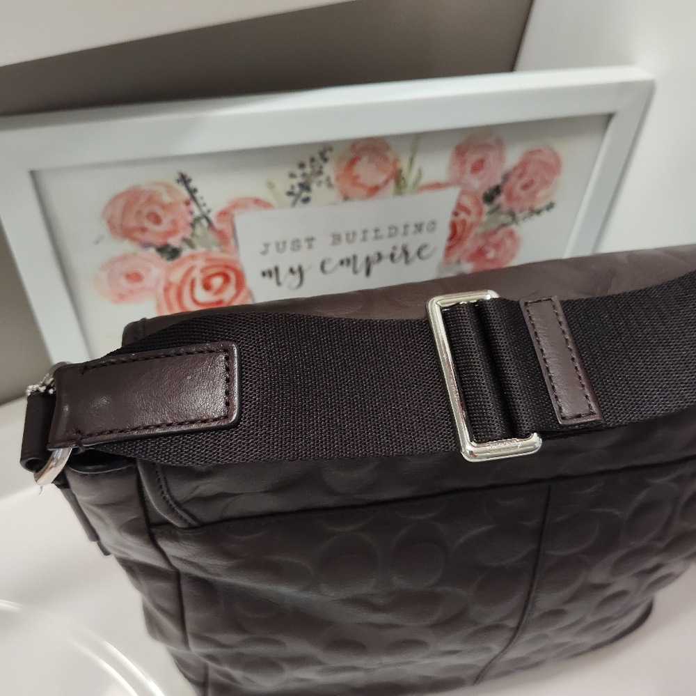 🤎EUC Coach Signature Monogram Logo Adjustable Crossbody Messenger Bag, Chocolat - Picture 14 of 16